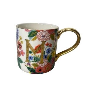 ANTHROPOLOGIE Collab Rifle Paper Co. Floral Monogram “M” w/ Gold Handle